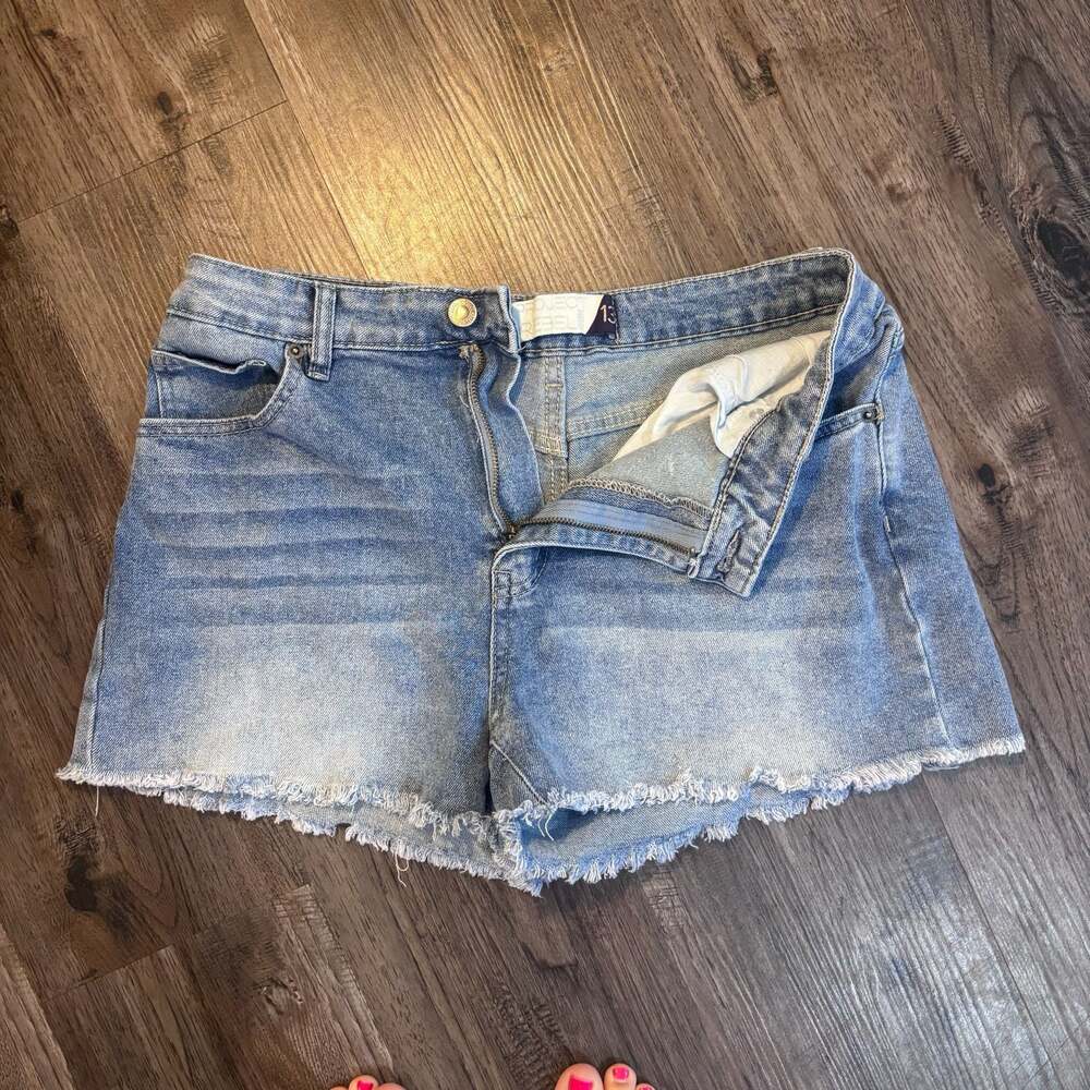 Project Rebel Medium Wash Denim Raw Hem Jean Shorts Size 13